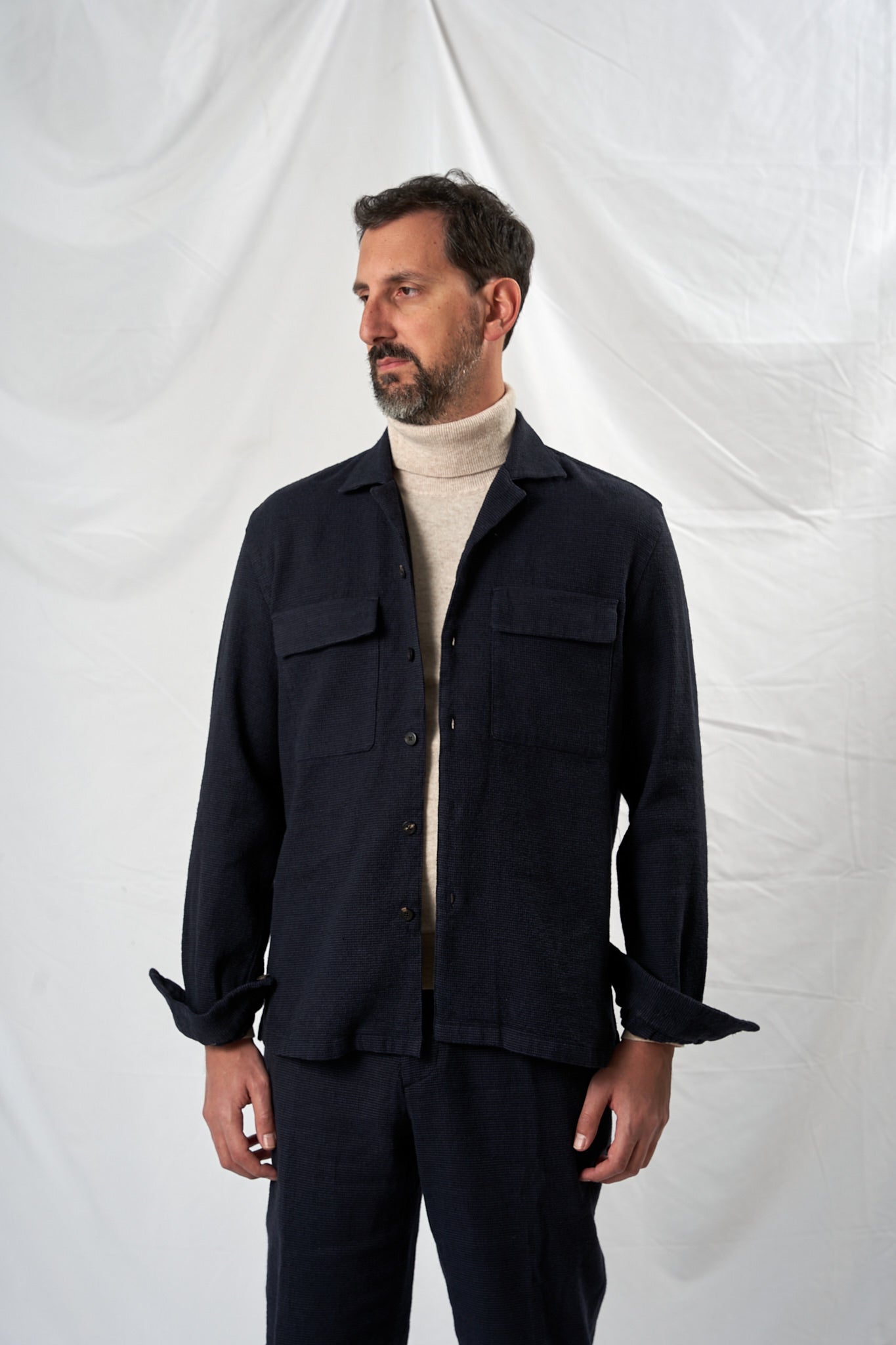 AMEDEO hemp cotton wool fused PDP NAVY 4208