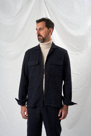 AMEDEO hemp cotton wool fused PDP NAVY 4208