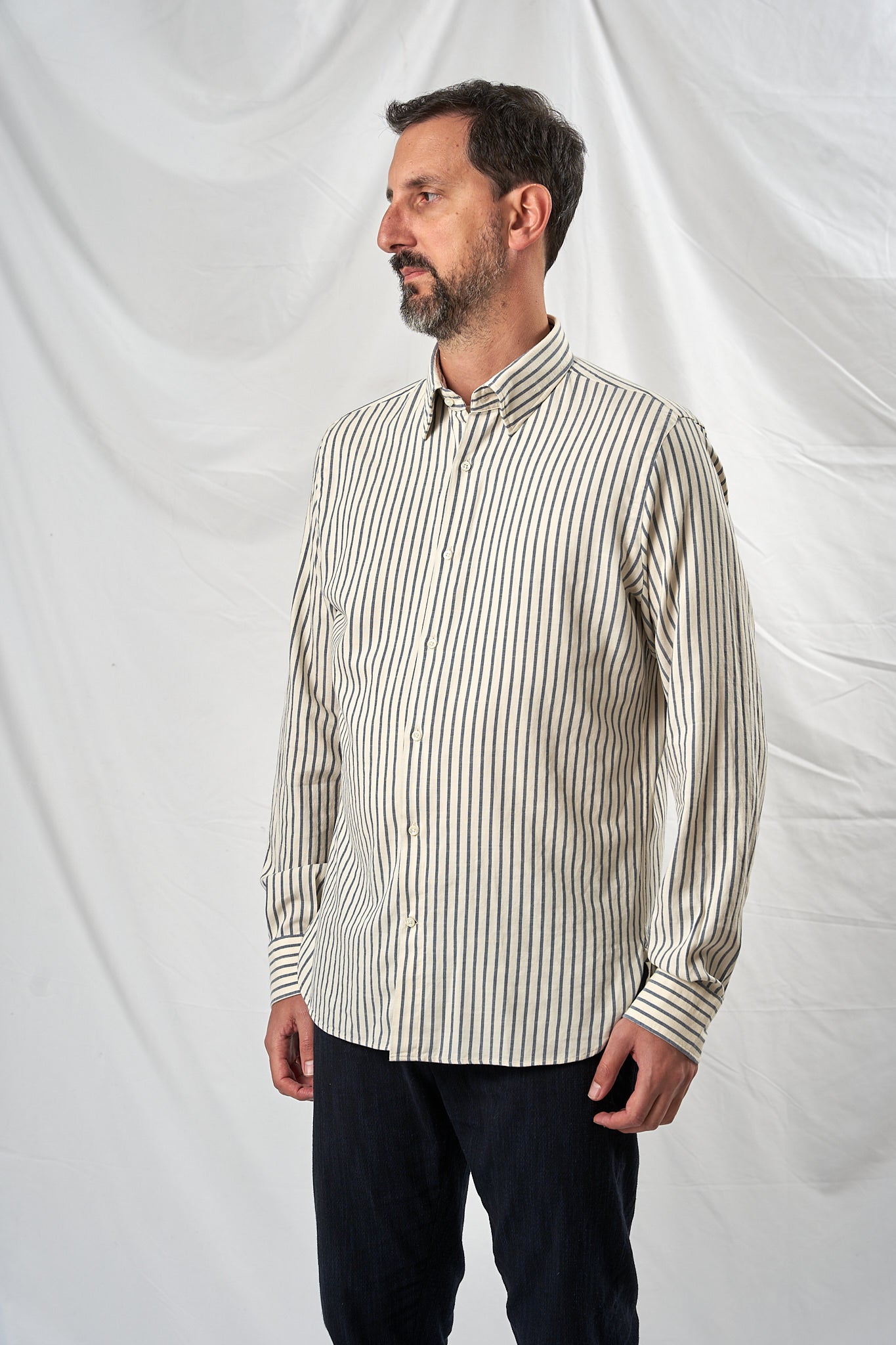 MATTE organic melange blue stripe 4206