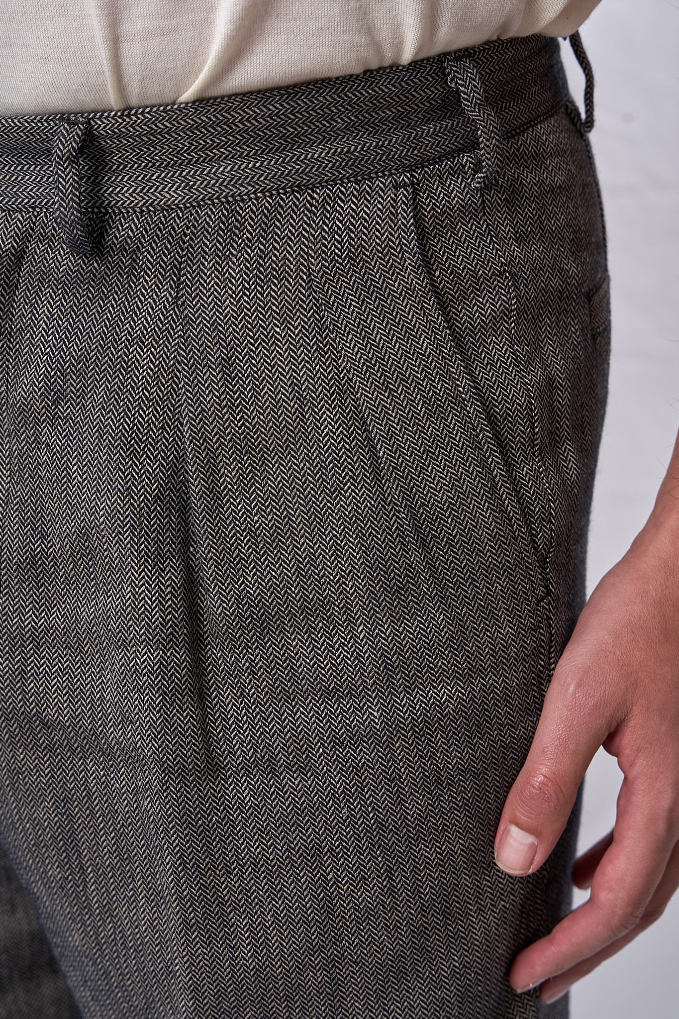 MINIERA hemp cotton wool HERRINGBONE GRAY 4212