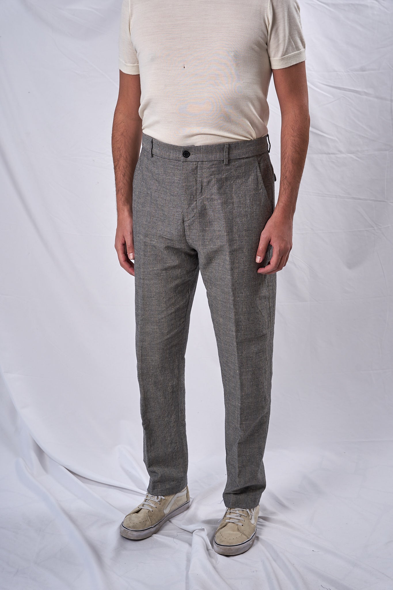 ALVISE cotone canapa rigato grigio 3220