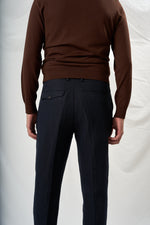 ALVISE hemp cotton wool HERRINGBONE navy 4210