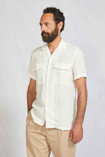 CAMP COLLAR hundred dobby linen white 3105