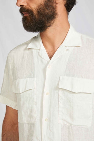 CAMP COLLAR hundred dobby linen white 3105