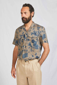 CAMP COLLAR hundred linen dark print 3146