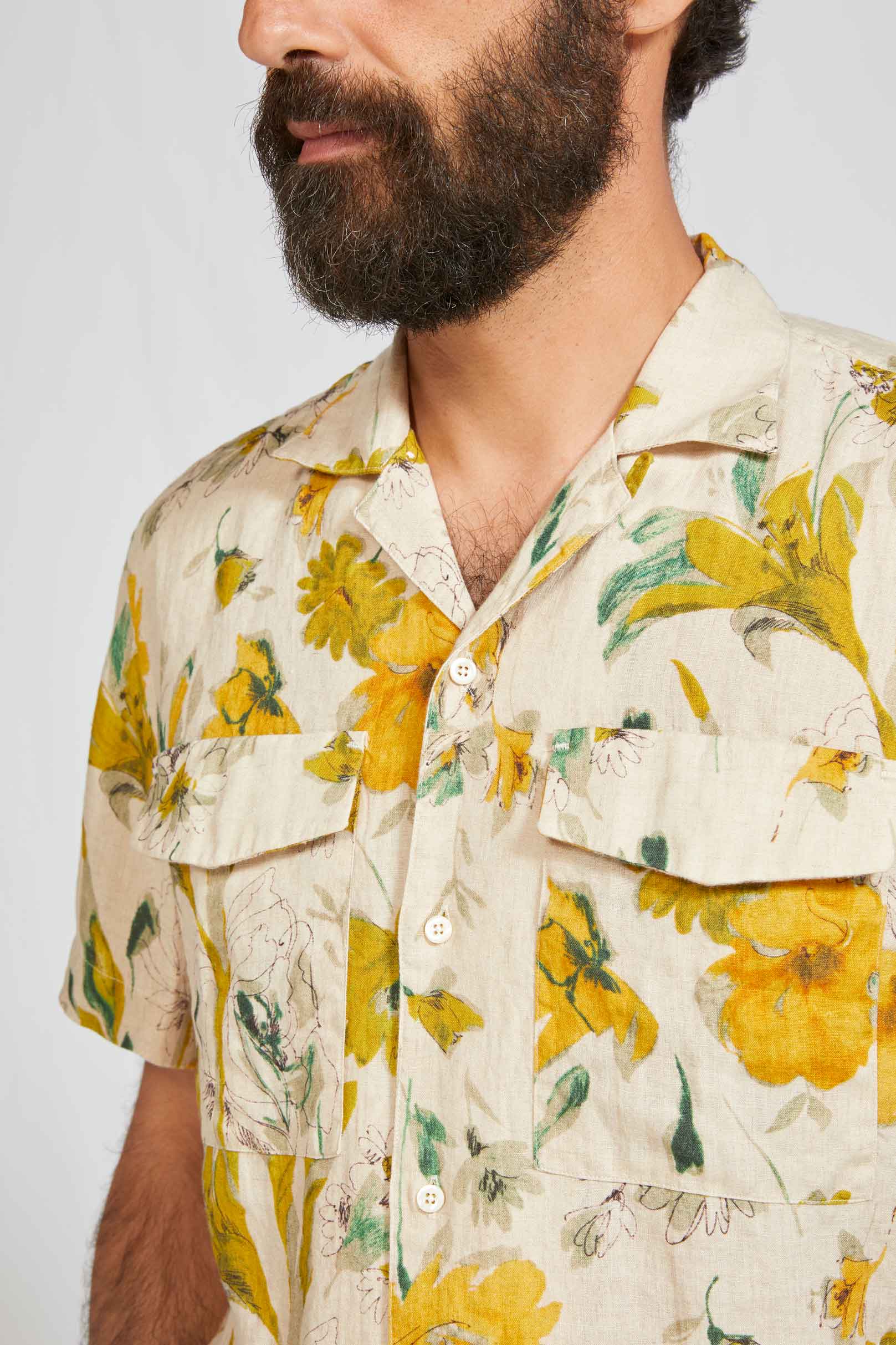 CAMP COLLAR hundred linen print 3147