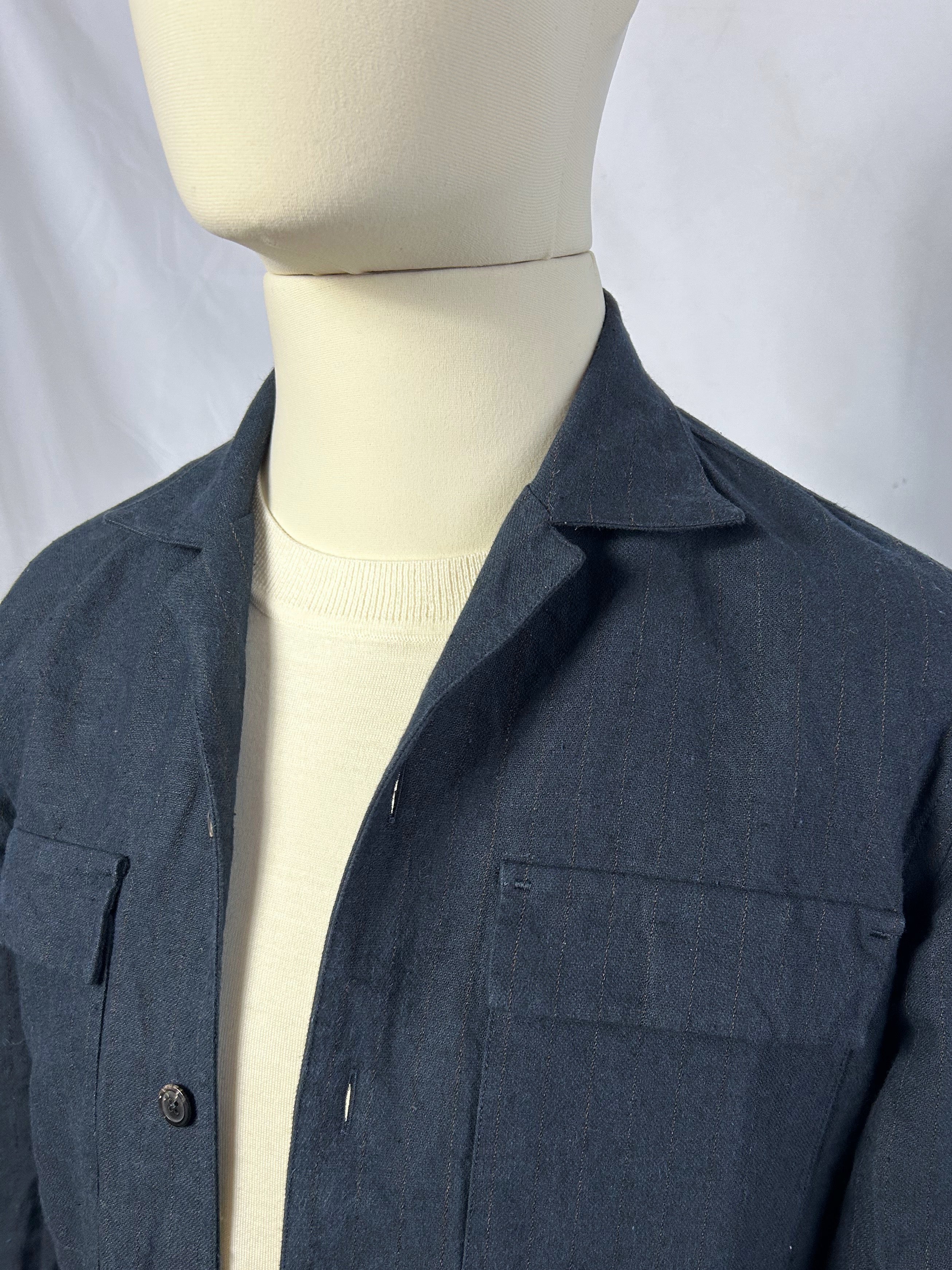 AMEDEO cotone canapa riga blu navy 3219