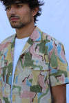 CAMP COLLAR linen pale printed 4113