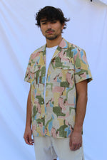 CAMP COLLAR linen pale printed 4113