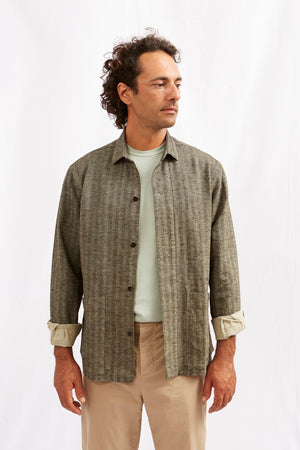 KIMI hemp cotton herringbone green 3137