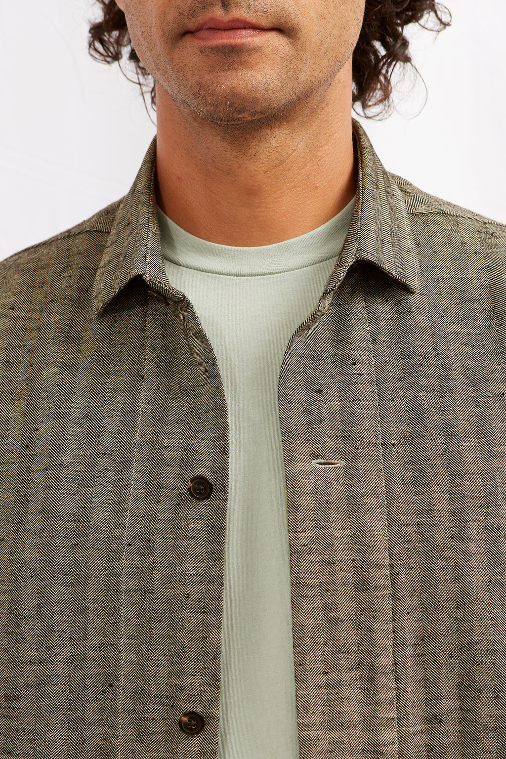 KIMI hemp cotton herringbone green 3137