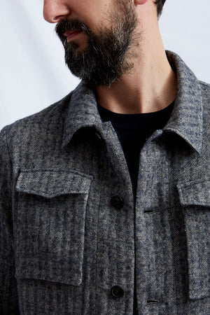 MASAI jacket brushed linen wool blue herringbone 2221