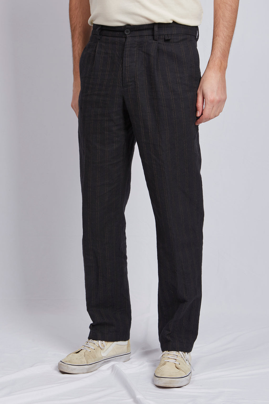 MINIERA canapa cotone rigato nero 3218