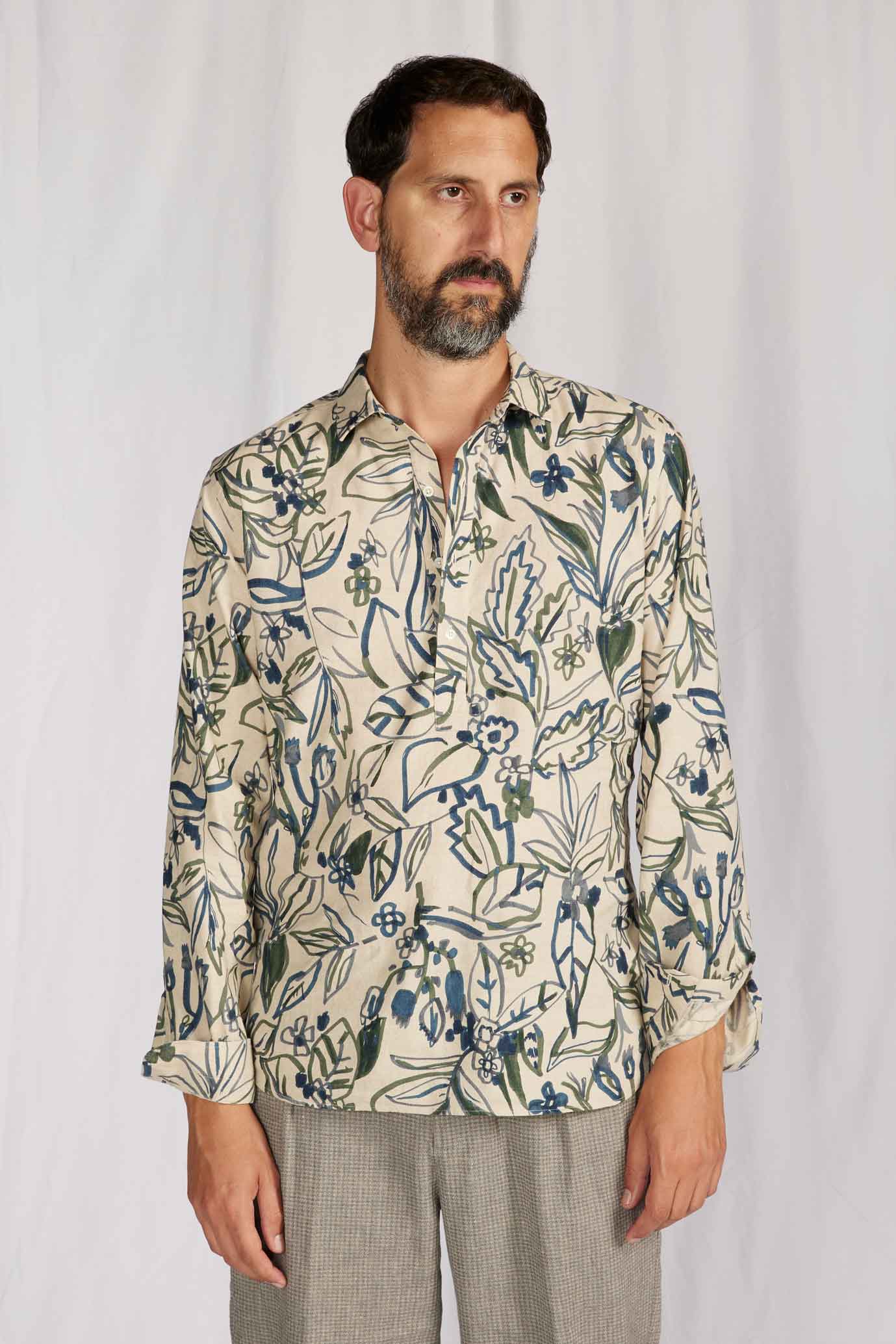 camicia pop over con fiore ricamato 0146