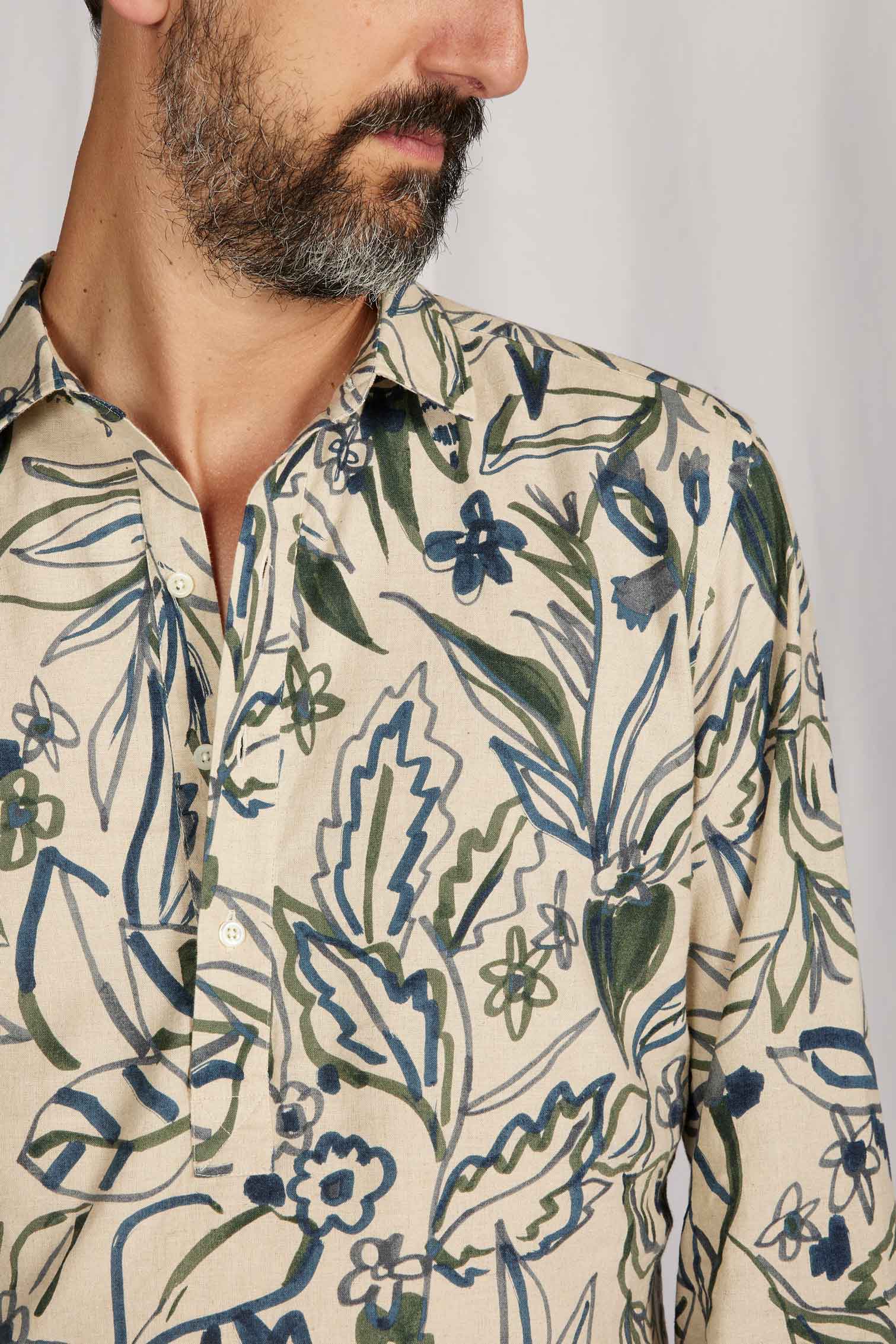 camicia pop over con fiore ricamato 0146
