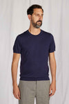 ROUND COLLAR knit silk BLUE