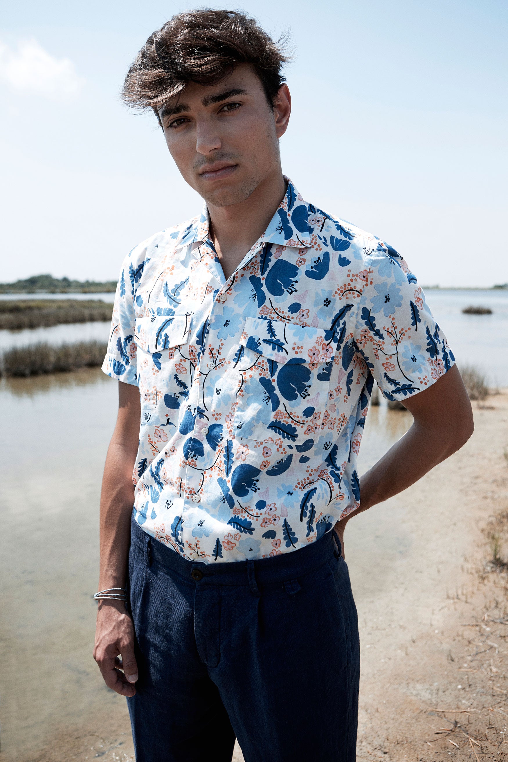 CAMP COLLAR flower print 1140