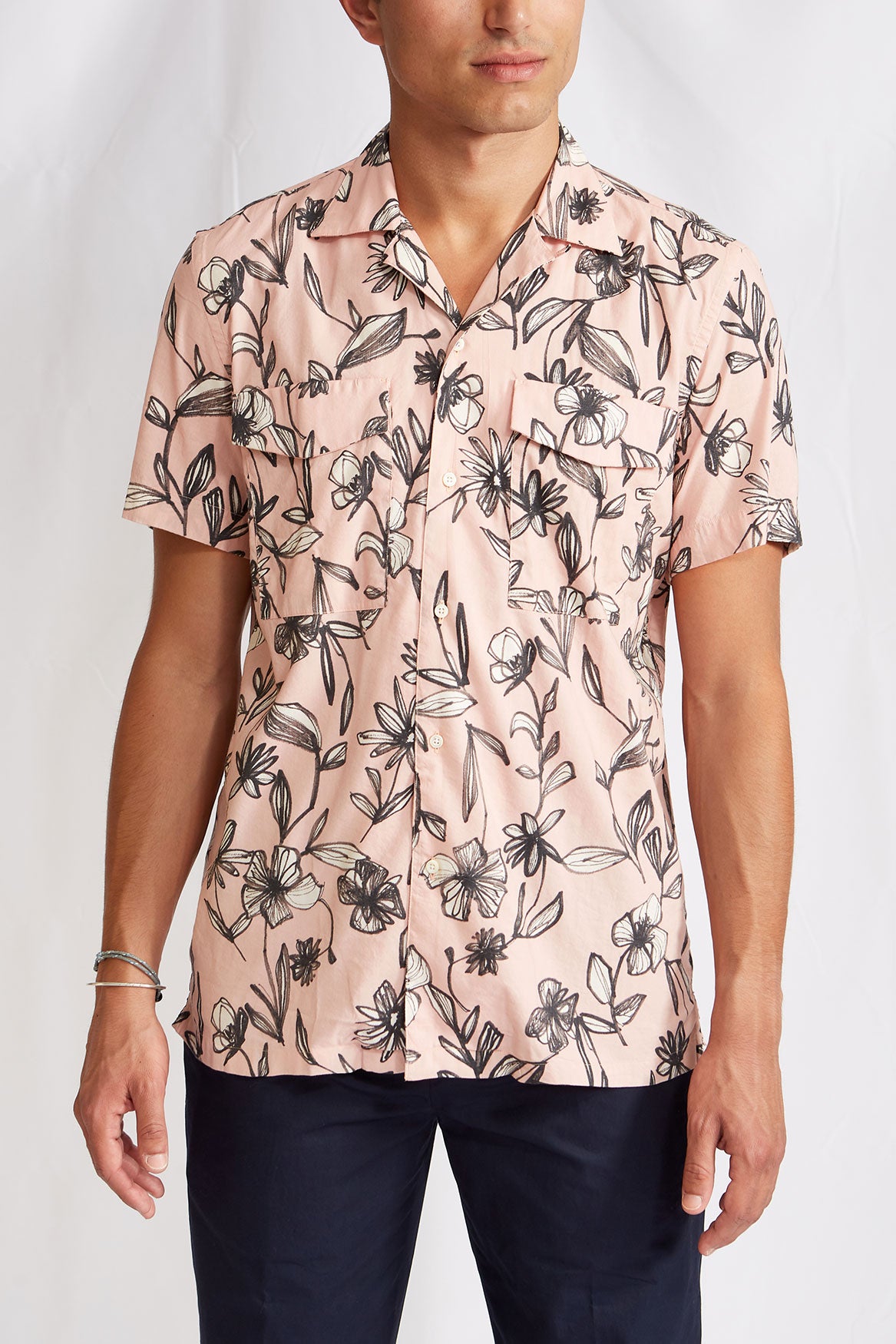 camp collar cotton rayon limited print 1141