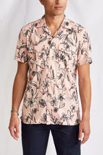 camp collar cotton rayon limited print 1141