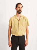 CAMP COLLAR dobby stripe mustard 2119