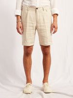 half miniera hemp linen cotton white stripe 2144