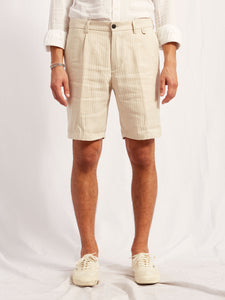 half miniera hemp linen cotton white stripe 2144