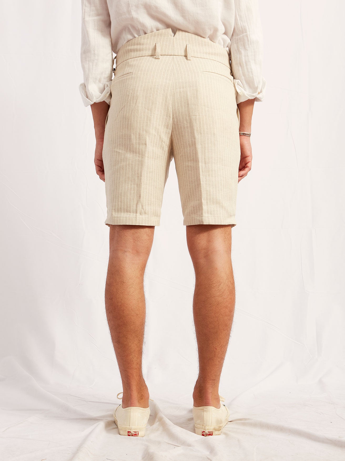 half miniera hemp linen cotton white stripe 2144