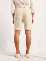 half miniera hemp linen cotton white stripe 2144