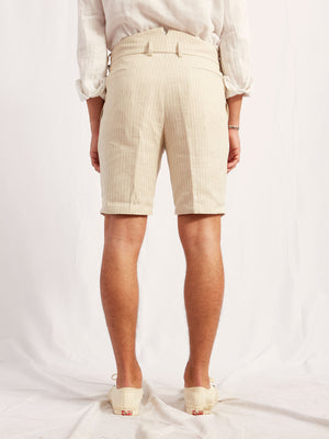 half miniera hemp linen cotton white stripe 2144
