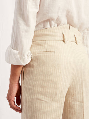 half miniera hemp linen cotton white stripe 2144