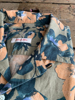 CAMP COLLAR linen cotton GREEN print 2163
