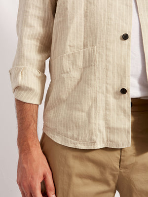 kimi slowjacket linen HEMP sand stripe 2144