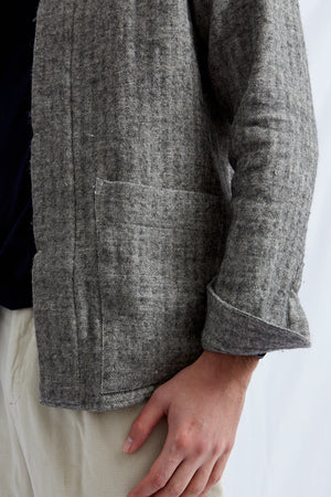 KIMI linen wool brushed herringbone gray 2220