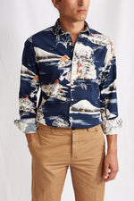 Liberty cotton rayon hawaiian navy print 1103
