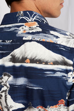Liberty cotton rayon hawaiian navy print 1103