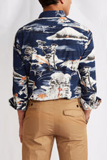 Liberty cotton rayon hawaiian navy print 1103