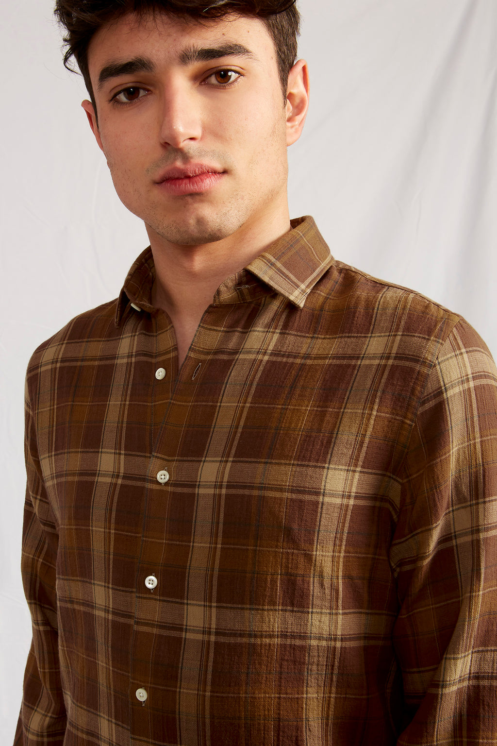 Liberty crepe cotton mustard Japanese check 1211