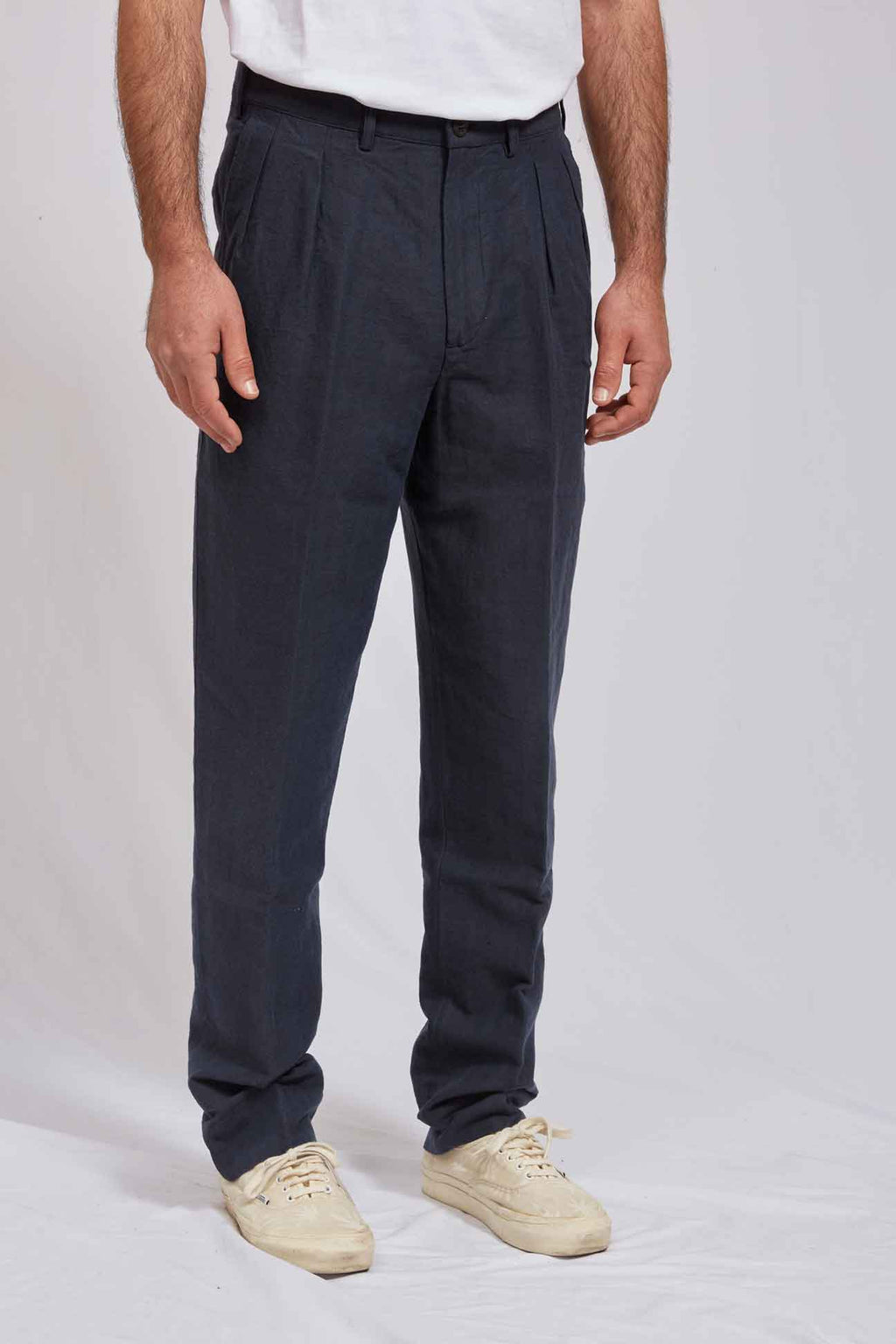 LUCIO hemp cotton navy herringbone 3136