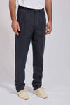 LUCIO hemp cotton navy herringbone 3136