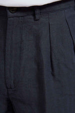 LUCIO hemp cotton navy herringbone 3136