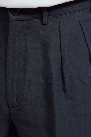 LUCIO hemp cotton navy herringbone 3136