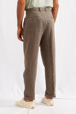 LUCIO hemp cotton brown herringbone 3138
