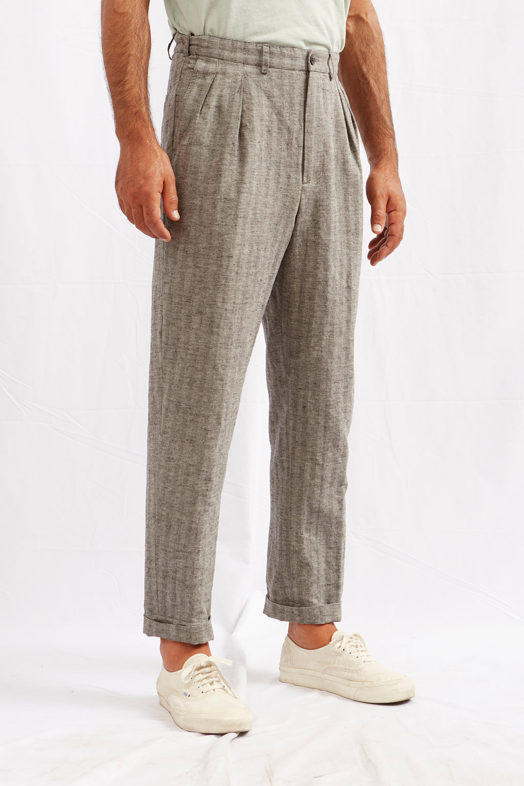 LUCIO hemp cotton gray herringbone 3139
