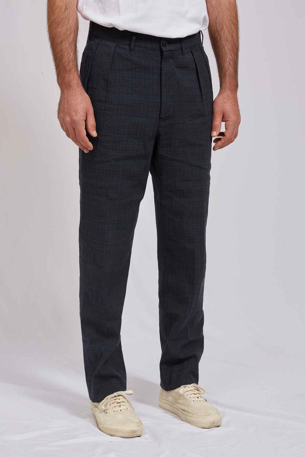 LUCIO confort linen check blue 3141