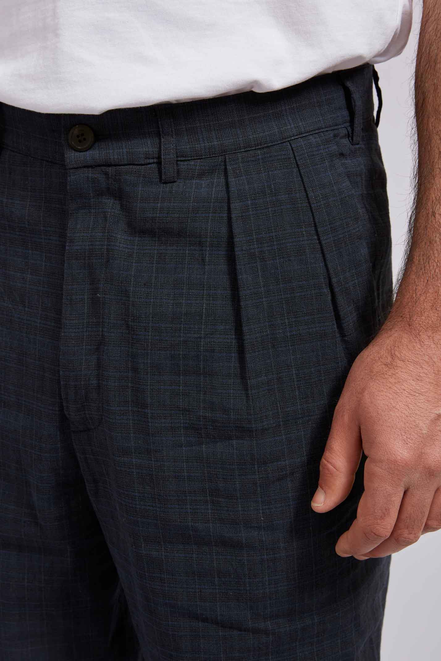 LUCIO confort linen check blue 3141