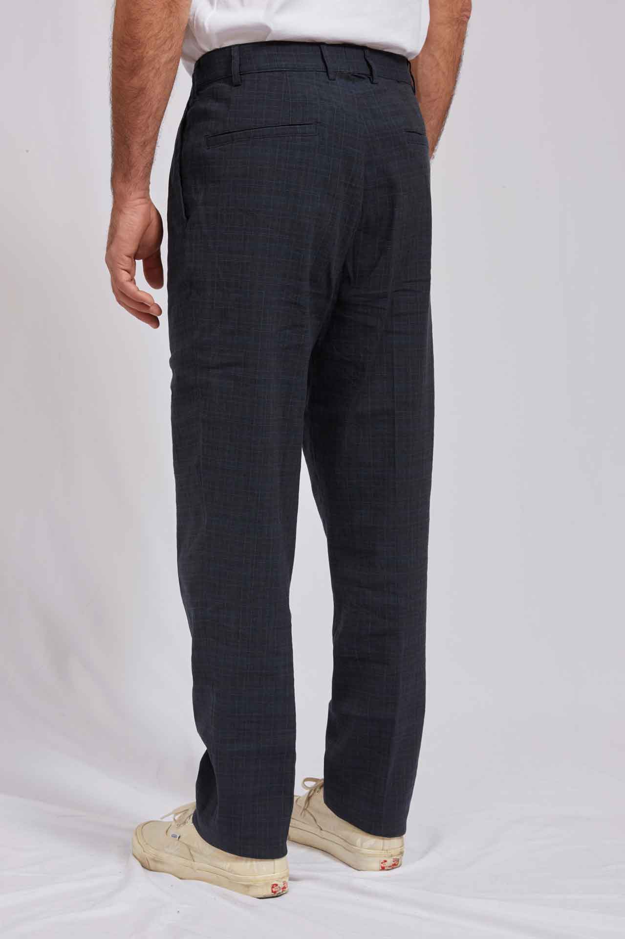 LUCIO confort linen check blue 3141