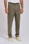 LUCIO hemp cotton green herringbone 3137