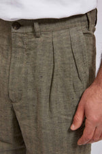 LUCIO hemp cotton green herringbone 3137