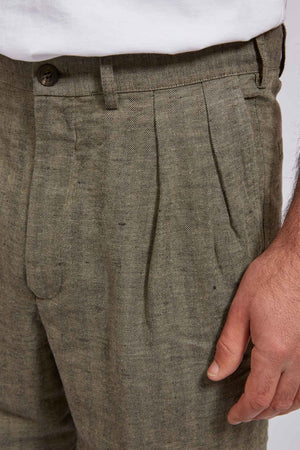 LUCIO hemp cotton green herringbone 3137