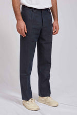 MINIERA hemp cotton herringbone navy 3136